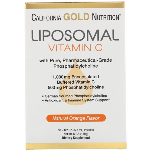 California Gold Nutrition, Liposomal Vitamin C, Natural Orange Flavor, 1000 mg, 30 Packets, 0.2 oz (5.7 ml) Each Review