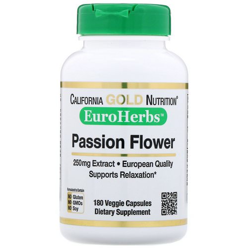 California Gold Nutrition, Passion Flower, EuroHerbs, 250 mg, 180 Veggie Capsules Review
