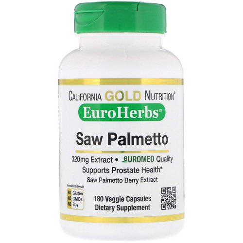 California Gold Nutrition, Saw Palmetto Extract, EuroHerbs, European Quality, 320 mg, 180 Veggie Capsules Review