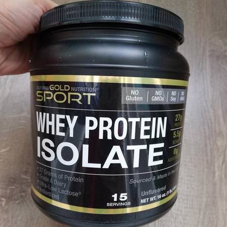 California Gold Nutrition, SPORT, Whey Protein Isolate, Unflavored, 90% Protein, Fast Absorption, Easy to Digest, Single Source Grade A Wisconsin, USA Dairy, 1 lb, 16 oz (454 g) Review