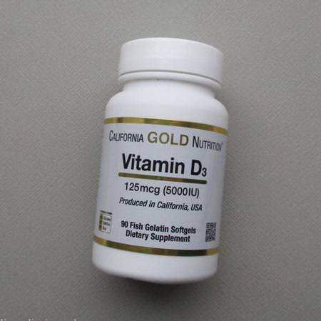 California Gold Nutrition, Vitamin D3, 125 mcg (5,000 IU), 90 Fish Gelatin Softgels Review