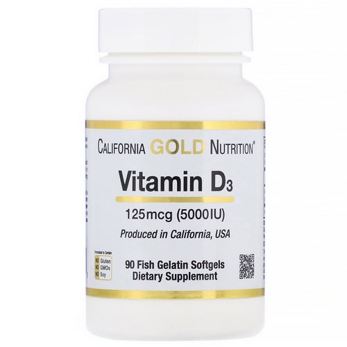California Gold Nutrition, Vitamin D3, 125 mcg (5,000 IU), 90 Fish Gelatin Softgels Review