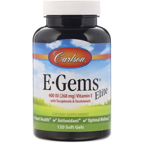 Carlson Labs, E-Gems Elite, Vitamin E, 400 IU (268 mg), 120 Soft Gels Review