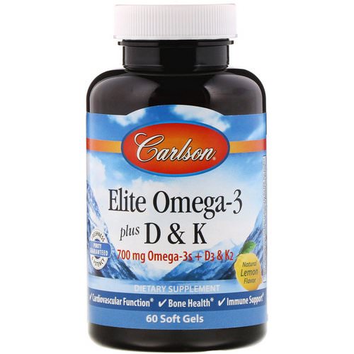 Carlson Labs, Elite Omega-3 Plus D & K, Natural Lemon Flavor, 60 Soft Gels Review