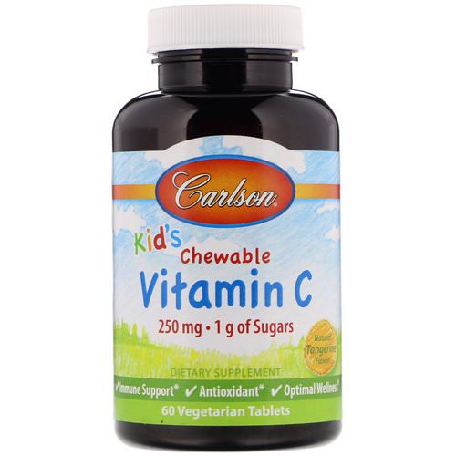 Carlson Labs, Kids, Chewable Vitamin C, Natural Tangerine Flavor, 250 mg, 60 Vegetarian Tablets Review