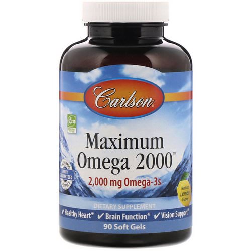 Carlson Labs, Maximum Omega 2000, Natural Lemon Flavor, 2,000 mg, 90 Soft Gels Review