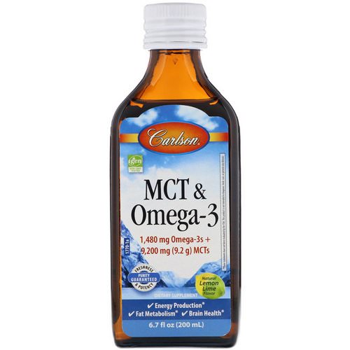 Carlson Labs, MCT & Omega-3, Natural Lemon Lime, 6.7 fl oz (200 ml) Review
