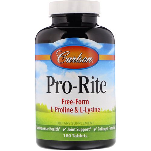 Carlson Labs, Pro-Rite, Free-Form L-Proline & L-Lysine, 180 Tablets Review