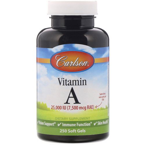 Carlson Labs, Vitamin A, 25,000 IU (7,500 mcg RAE), 250 Soft Gels Review