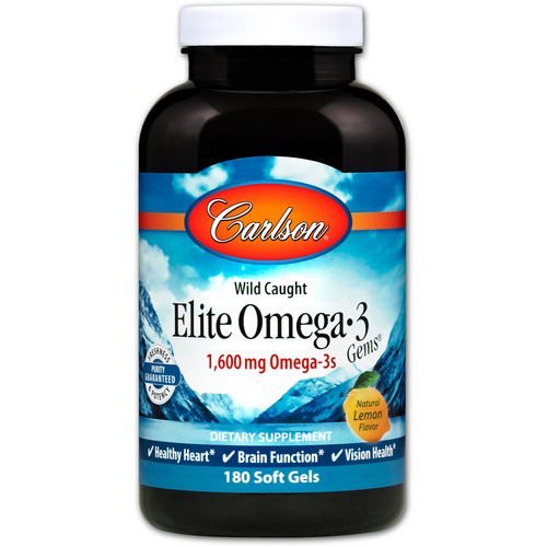 Carlson Labs, Wild Caught, Elite Omega-3 Gems, Natural Lemon Flavor, 1,600 mg, 180 Soft Gels Review