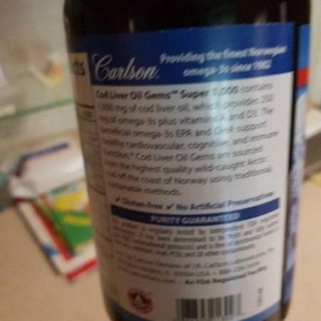 Supplements Fish Oil Omegas EPA DHA Cod Liver Oil Carlson Labs