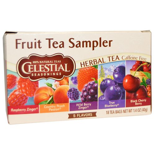 Celestial Seasonings, Fruit Tea Sampler, Herbal Tea, Caffeine Free, 5 Flavors, 18 Tea Bags, 1.4 oz (40 g) Review