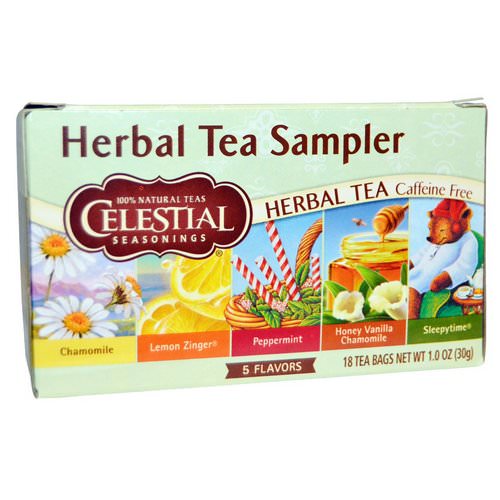 Celestial Seasonings, Herbal Tea Sampler, Caffeine Free, 5 Flavors, 18 Tea Bags, 1.0 oz (30 g) Review