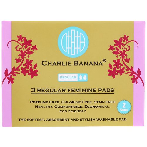 Charlie Banana, Regular Feminine Pads, White, 3 Pads + 1 Tote Bag Review