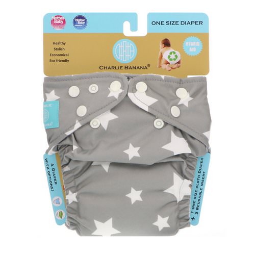 Charlie Banana, Reusable Diapering System, One Size, Twinkle Little Star White, 1 Diaper Review