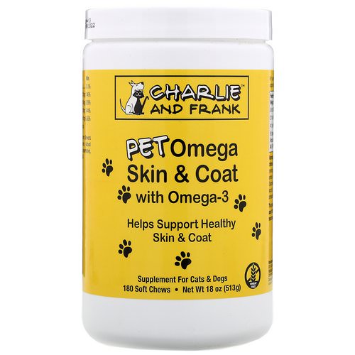 Charlie & Frank, PET Omega Skin & Coat with Omega-3, For Cats & Dogs, 180 Soft Chews Review