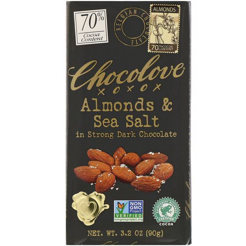 Chocolove, Almonds & Sea Salt in Strong Dark Chocolate, 3.2 oz (90 g) Review