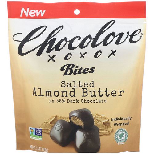 Chocolove, Bites, Salted Almond Butter in 55% Dark Chocolate, 3.5 oz (100 g) Review