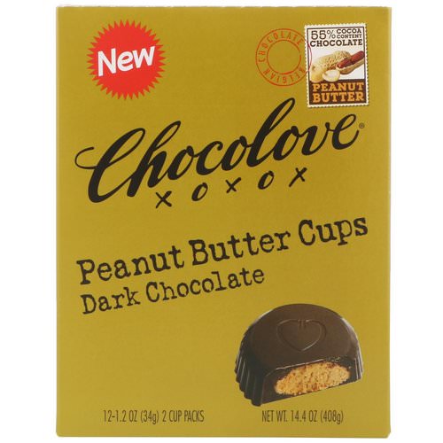Chocolove, Peanut Butter Cups, Dark Chocolate, 12- 2 Cup Packs, 1.2 oz (34 g) Each Review