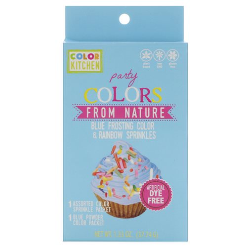 ColorKitchen, Party, Colors From Nature, Blue Frosting Color & Rainbow Sprinkles, 1.33 oz (37.74 g) Review