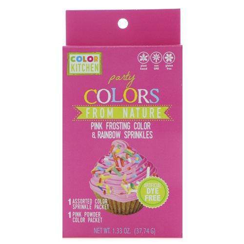 ColorKitchen, Party, Colors From Nature, Pink Frosting Color & Rainbow Sprinkles, 1.33 oz (37.74 g) Review