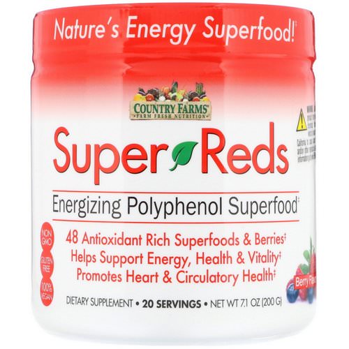 Country Farms, Super Reds, Energizing Polyphenol Superfood, Berry Flavor, 7.1 oz (200 g) Review