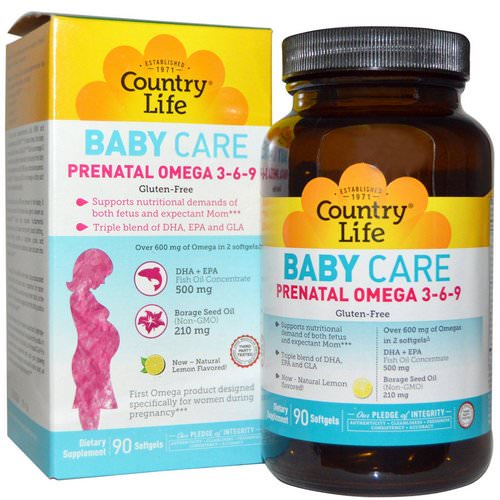 Country Life, Baby Care, Prenatal Omega 3-6-9, Lemon, 90 Softgels Review