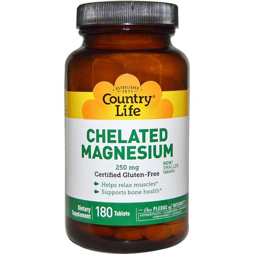 Country Life, Chelated Magnesium, 250 mg, 180 Tablets Review