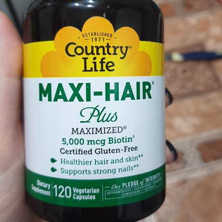 Country Life, Maxi Hair Plus, 5,000 mcg, 120 Vegetarian Capsules Review