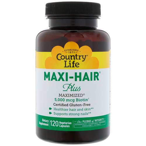 Country Life, Maxi Hair Plus, 5,000 mg, 120 Vegetarian Capsules Review