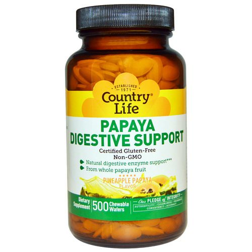 Country Life, Papaya Digestive Support, Pineapple Papaya Flavor, 500 Chewable Wafers Review