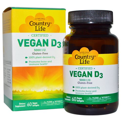 Country Life, Vegan D3, 5000 IU, 60 Vegan Softgels Review