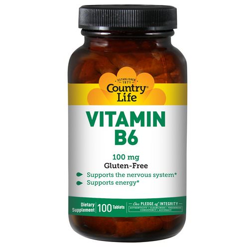 Country Life, Vitamin B6, 100 mg, 100 Tablets Review