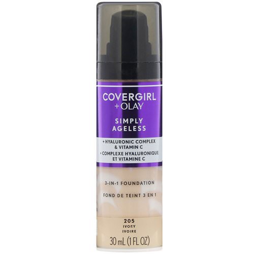 Covergirl, Olay Simply Ageless, 3-in-1 Foundation, 205 Ivory, 1 fl oz (30 ml) Review