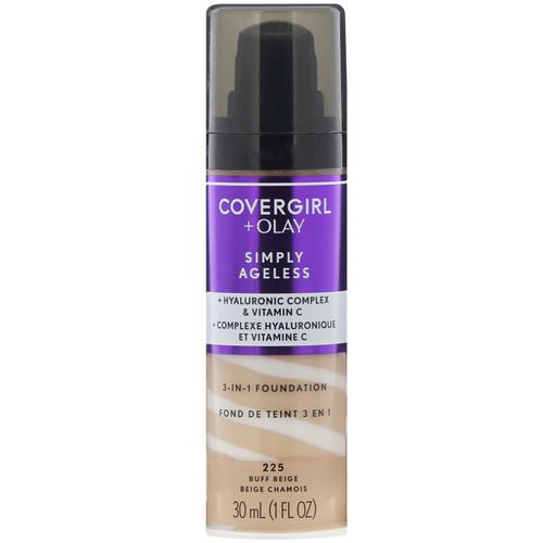 Covergirl, Olay Simply Ageless, 3-in-1 Foundation, 225 Buff Beige, 1 fl oz (30 ml) Review