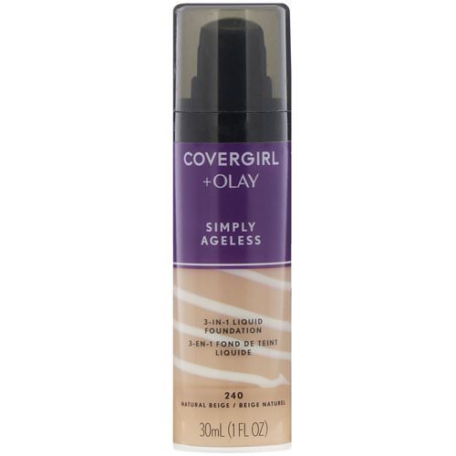 Covergirl, Olay Simply Ageless, 3-in-1 Foundation, 240 Natural Beige, 1 fl oz (30 ml) Review