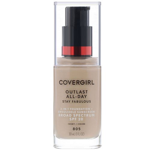 Covergirl, Outlast All-Day Stay Fabulous, 3-in-1 Foundation, 805 Ivory, 1 fl oz (30 ml) Review