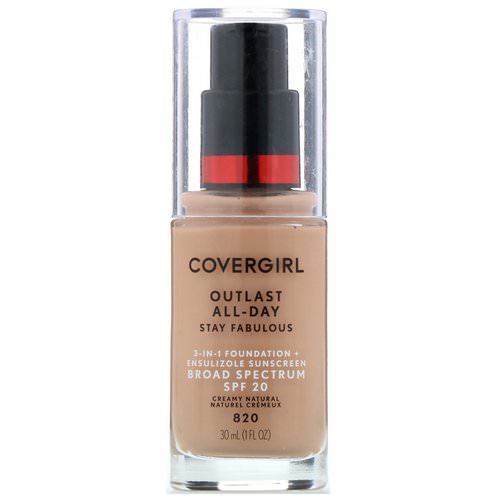 Covergirl, Outlast All-Day Stay Fabulous, 3-in-1 Foundation, 820 Creamy Natural, 1 fl oz (30 ml) Review