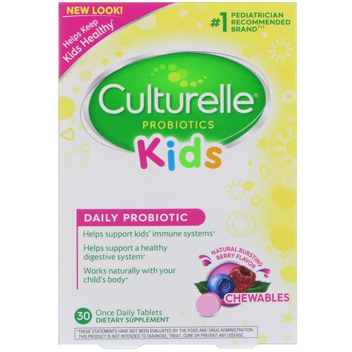 Culturelle, Kids Chewables Probiotics, Natural Bursting Berry Flavor, 30 Tablets Review