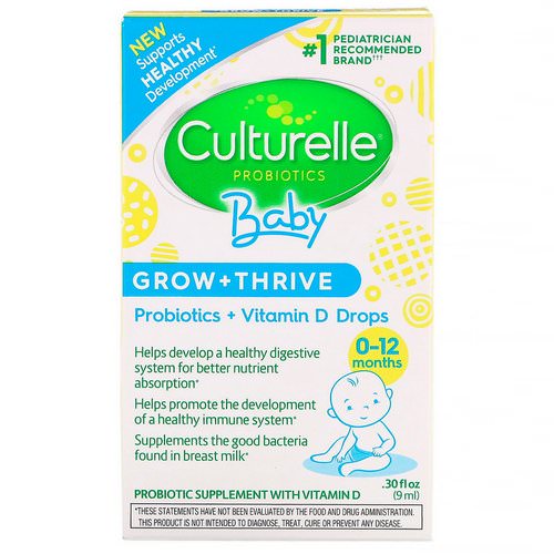 Culturelle, Probiotics, Baby, Grow + Thrive, Probiotics + Vitamin D Drops, 0-12 Months, .30 fl oz (9 ml) Review