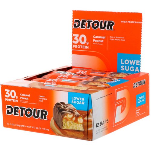 Detour, Whey Protein Bars, Caramel Peanut, 12 Bars, 3 oz (85 g) Each Review