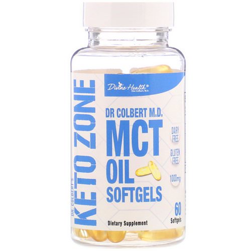 Divine Health, Dr. Colbert's Keto Zone, MCT Oil Softgels, 1,000 mg, 60 Softgels Review