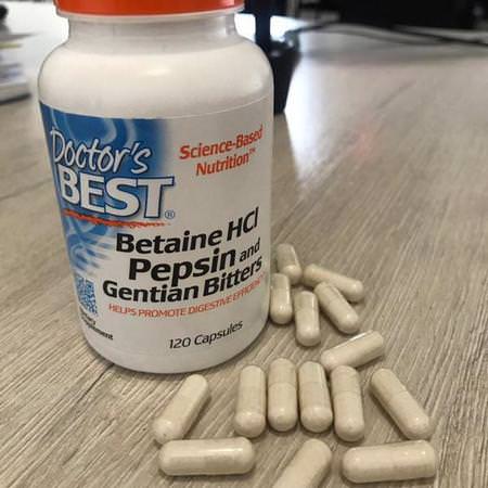 Doctor's Best, Betaine HCL Pepsin & Gentian Bitters, 120 Capsules Review