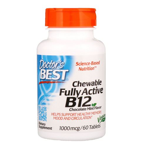 Doctor's Best, Chewable Fully Active B12, Chocolate Mint, 1,000 mcg, 60 Tablets Review