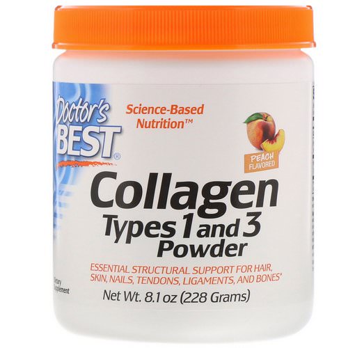 Doctor's Best, Collagen, Types 1 and 3 Powder, Peach Flavored, 8.1 oz (228 g) Review