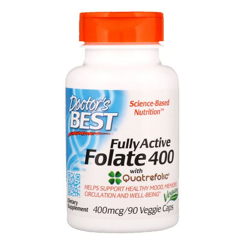 Doctor's Best, Fully Active Folate 400 with Quatrefolic, 400 mcg, 90 Veggie Caps Review