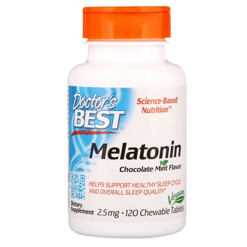 Doctor's Best, Melatonin, Chocolate Mint Flavor, 2.5 mg, 120 Chewable Tablets Review