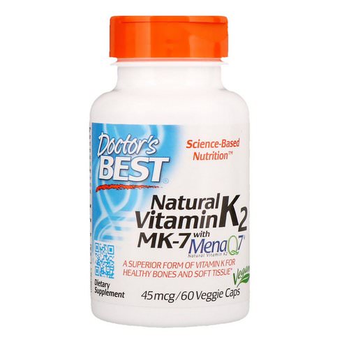 Doctor's Best, Natural Vitamin K2 MK-7 with MenaQ7, 45 mcg, 60 Veggie Caps Review