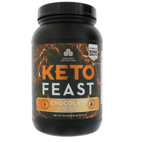 Dr. Axe / Ancient Nutrition, Keto Feast, Ketogenic Balanced Shake & Meal Replacement, Chocolate, 1.57 lbs (715 g) Review