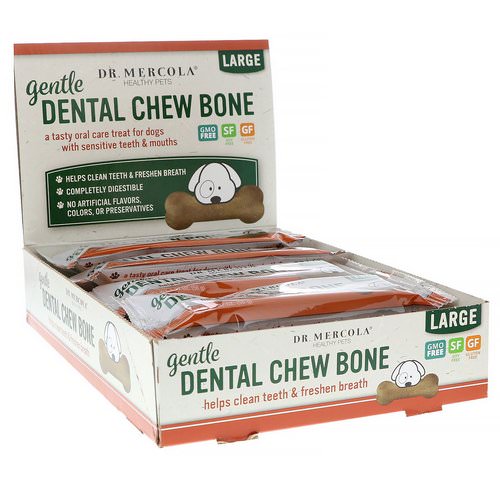 Dr. Mercola, Gentle Dental Chew Bone, Large, For Dogs, 12 Bones, 1.97 oz (56 g) Each Review